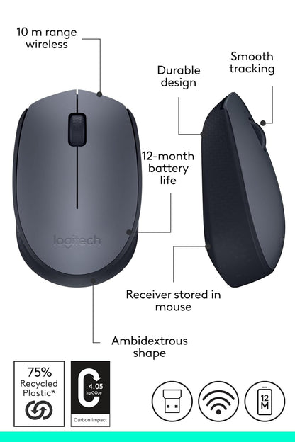 Logitech M170 Wireless Mouse, 2.4 GHz